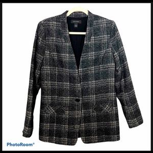 HALOGEN Black & White Paid Blazer Coat XS